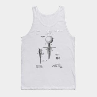 Golf Tee Patent - Golfing Tee Art - Black And White Tank Top